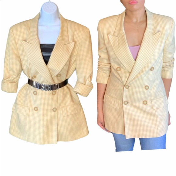 Vintage Evan Picone Check Double Breasted Blazer - Picture 2 of 13